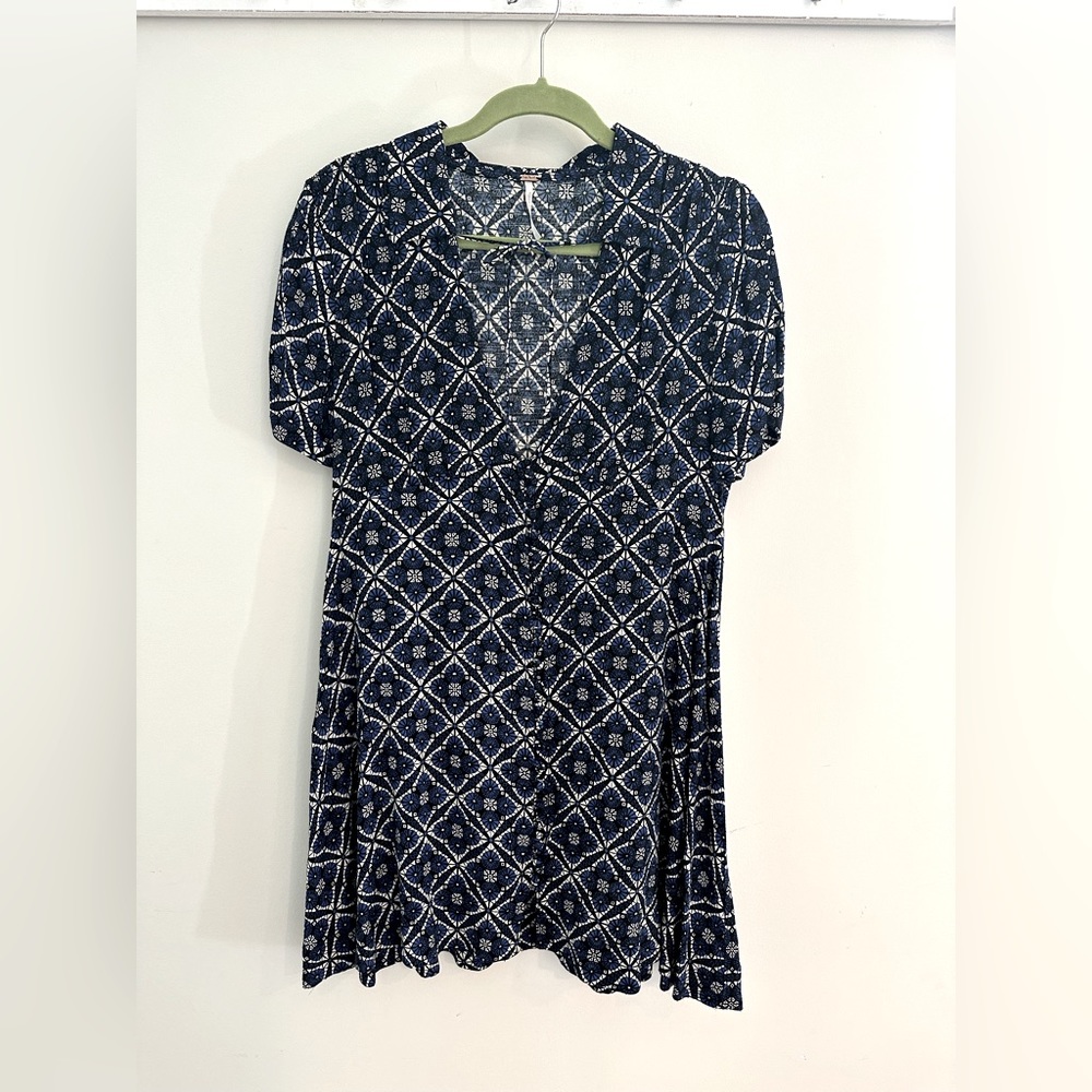 Free people tunic dress with blue medallions